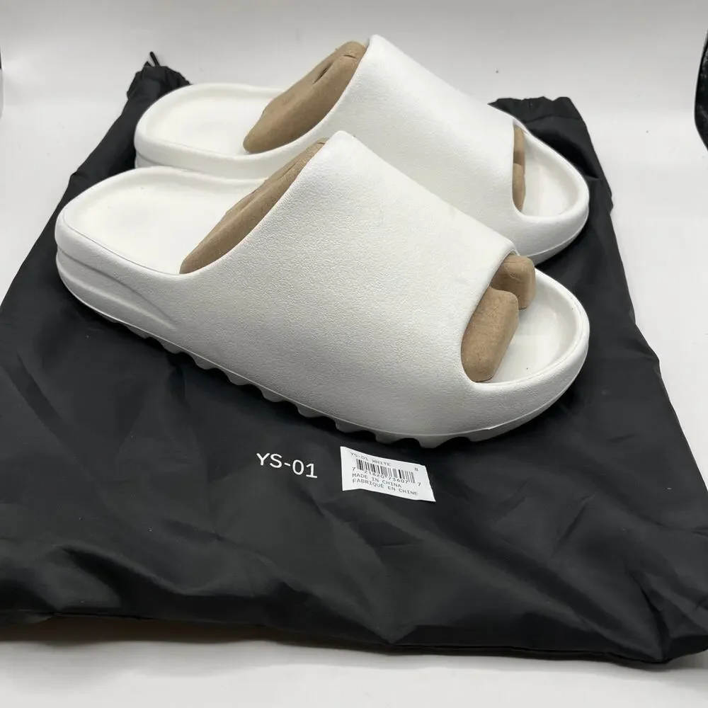 Mens White Yeezy YS-01 Slides Kanye West Sz 8 Slide NEW WITH DEFECT SEE PHOTOS